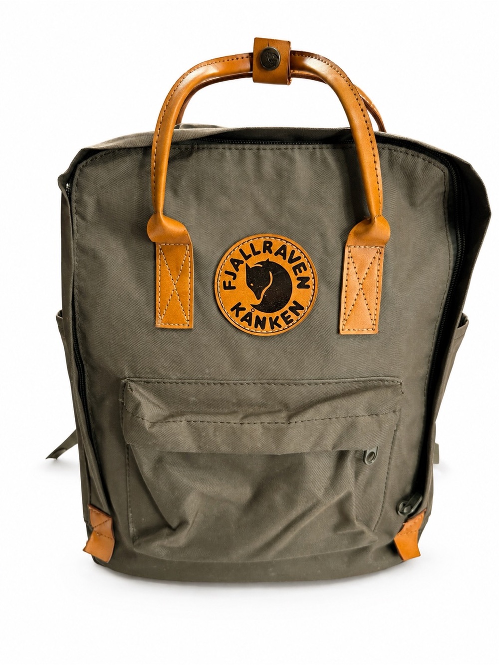 Fjällräven Kånken No. 2 Dark Olive G-1000 Leather Backpack 16L Hiking School